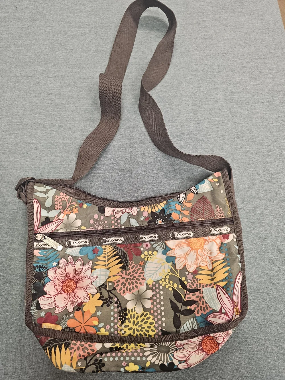 Lesportsac Brown Floral Print Crossbody Bag